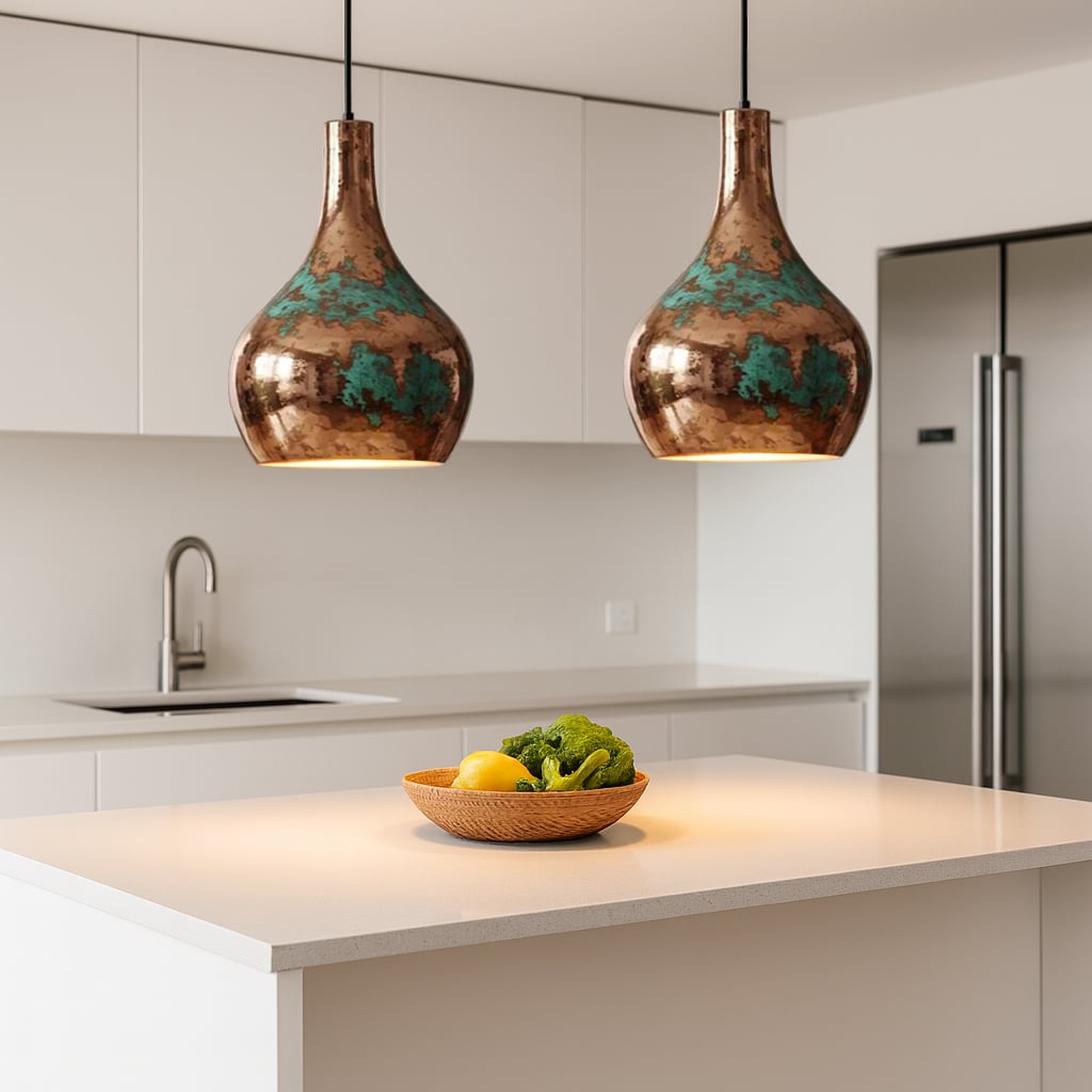 Teardrop Patina Copper Pendant Light
