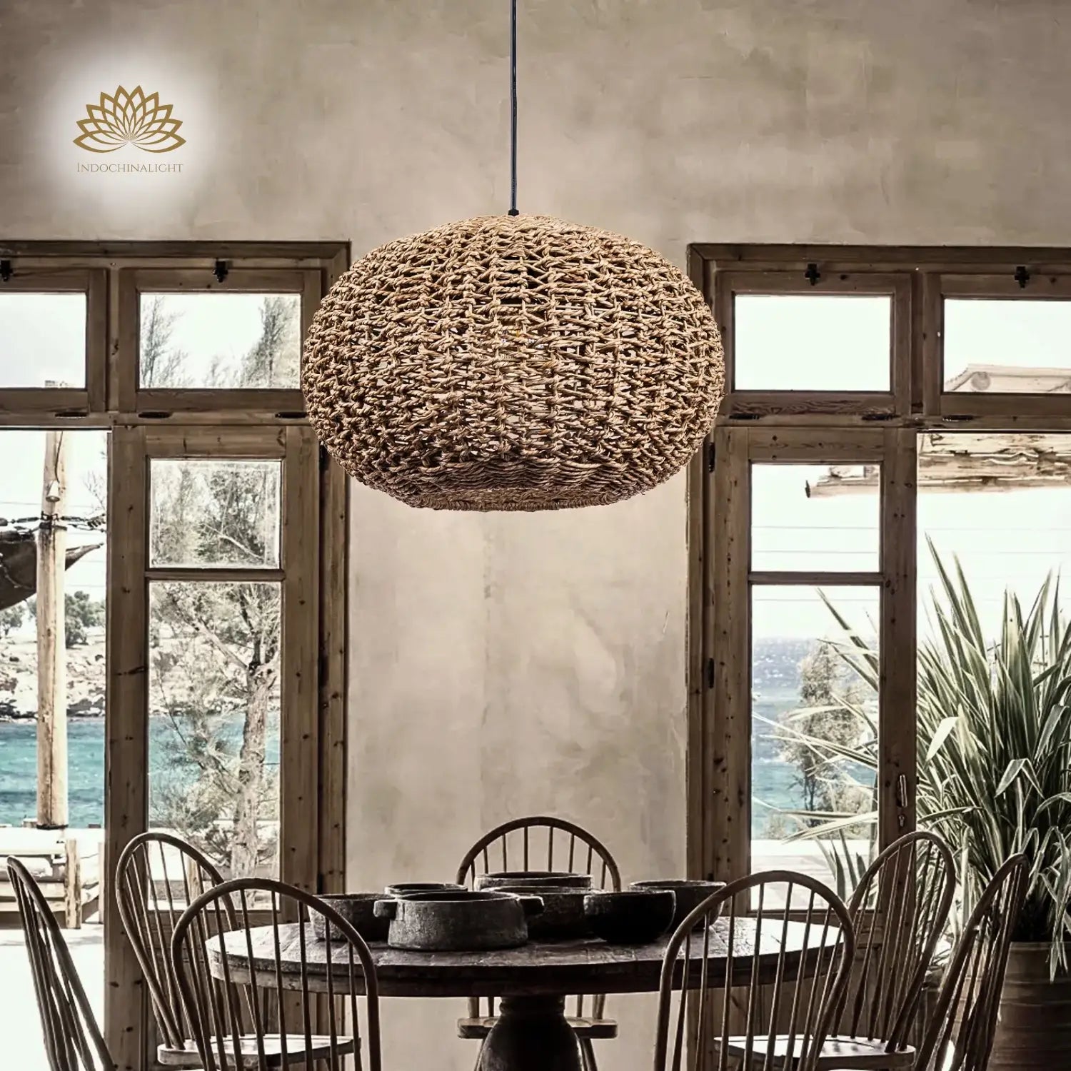 Teru Ji Kaikang Wabi Sabi Wicker Pendant Light