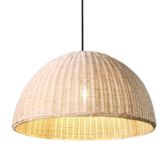 THAELY Dome White Wicker Rattan Pendant Light