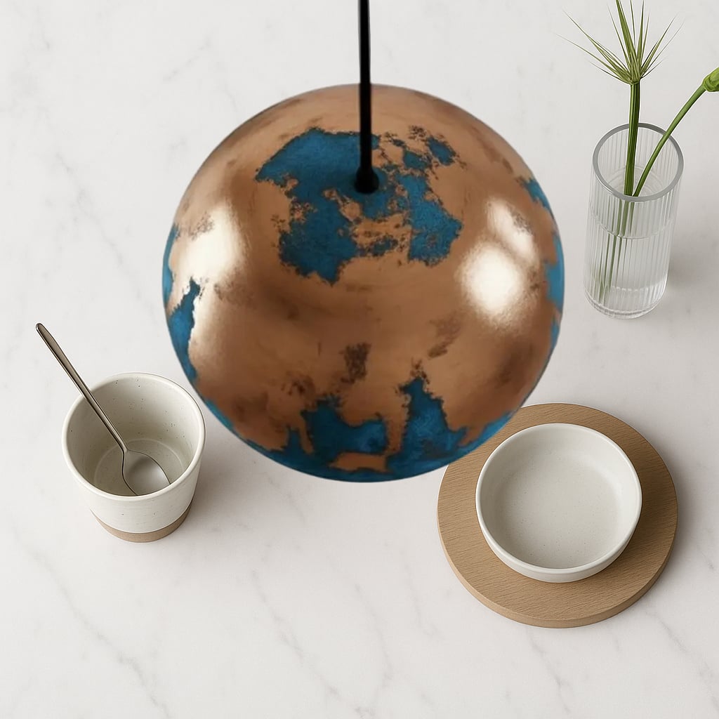 Tirga Blue Patina Copper Dome Pendant