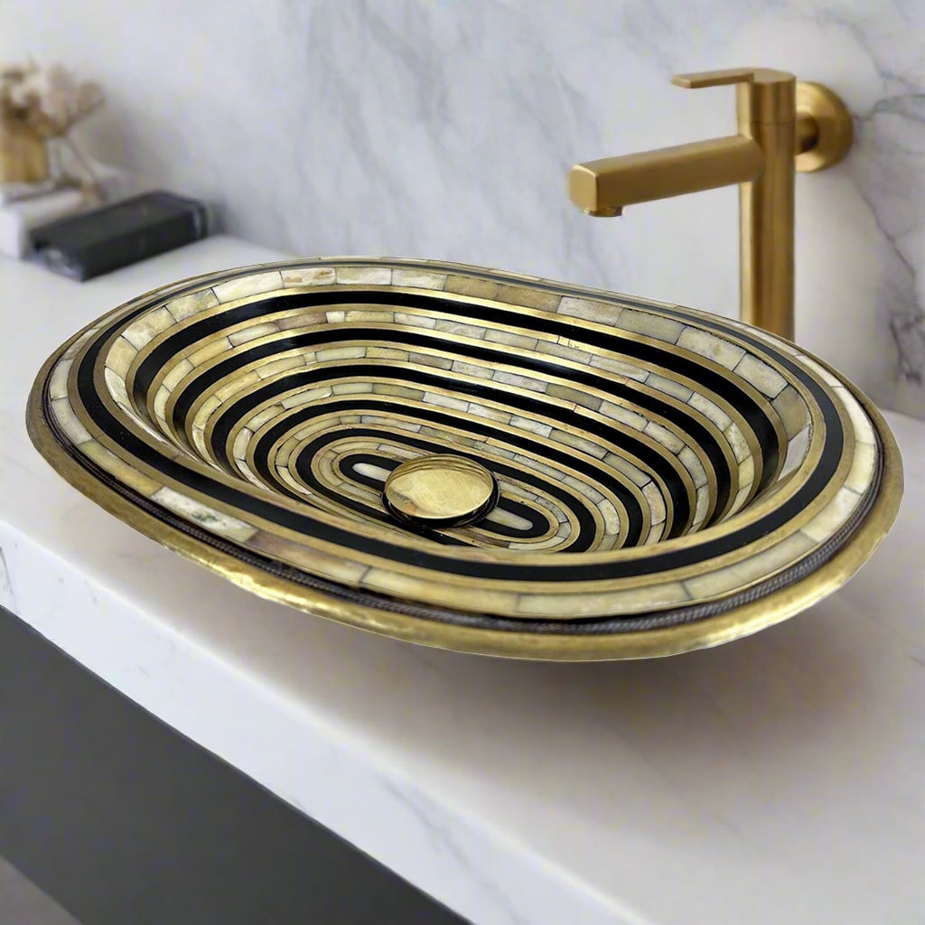 Brass Sink With Resin & Bone Inlay