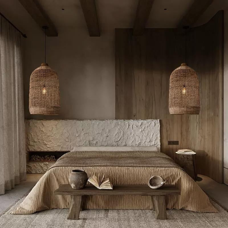 Oversized Cage Wabi Sabi Natural Woven Kitchen Pendant Light
