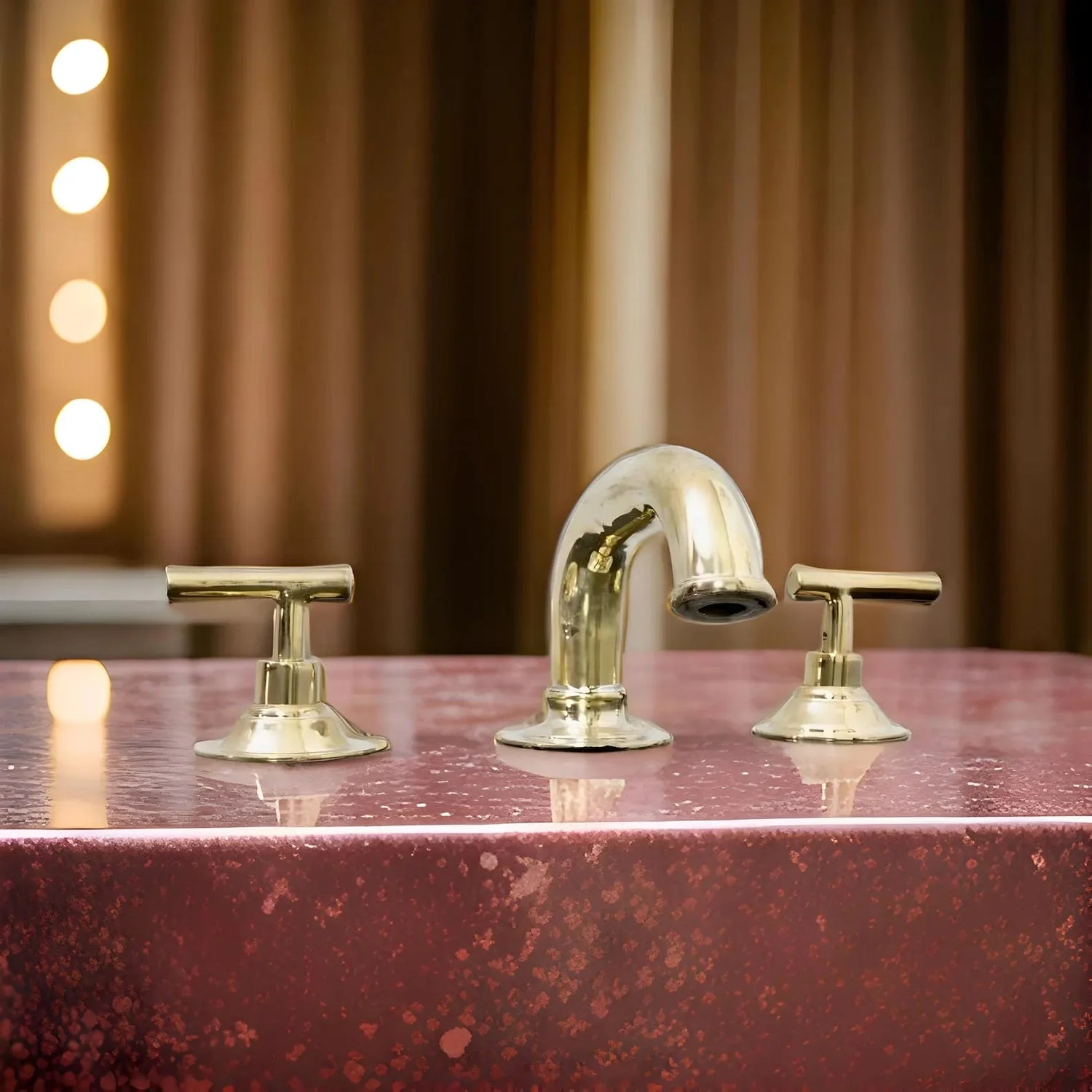 Unlacquered Brass 3-Hole Bathroom Faucet - Deck Mounted Lever Tap