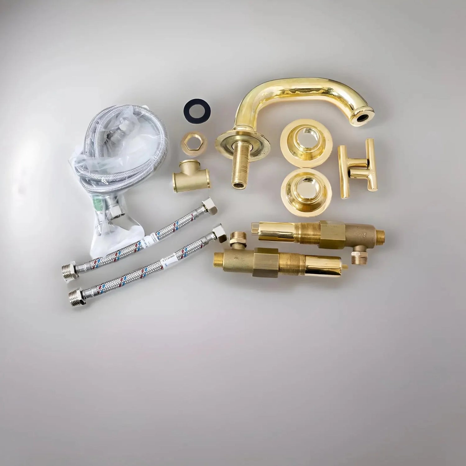 Unlacquered Brass 3-Hole Bathroom Faucet - Deck Mounted Lever Tap