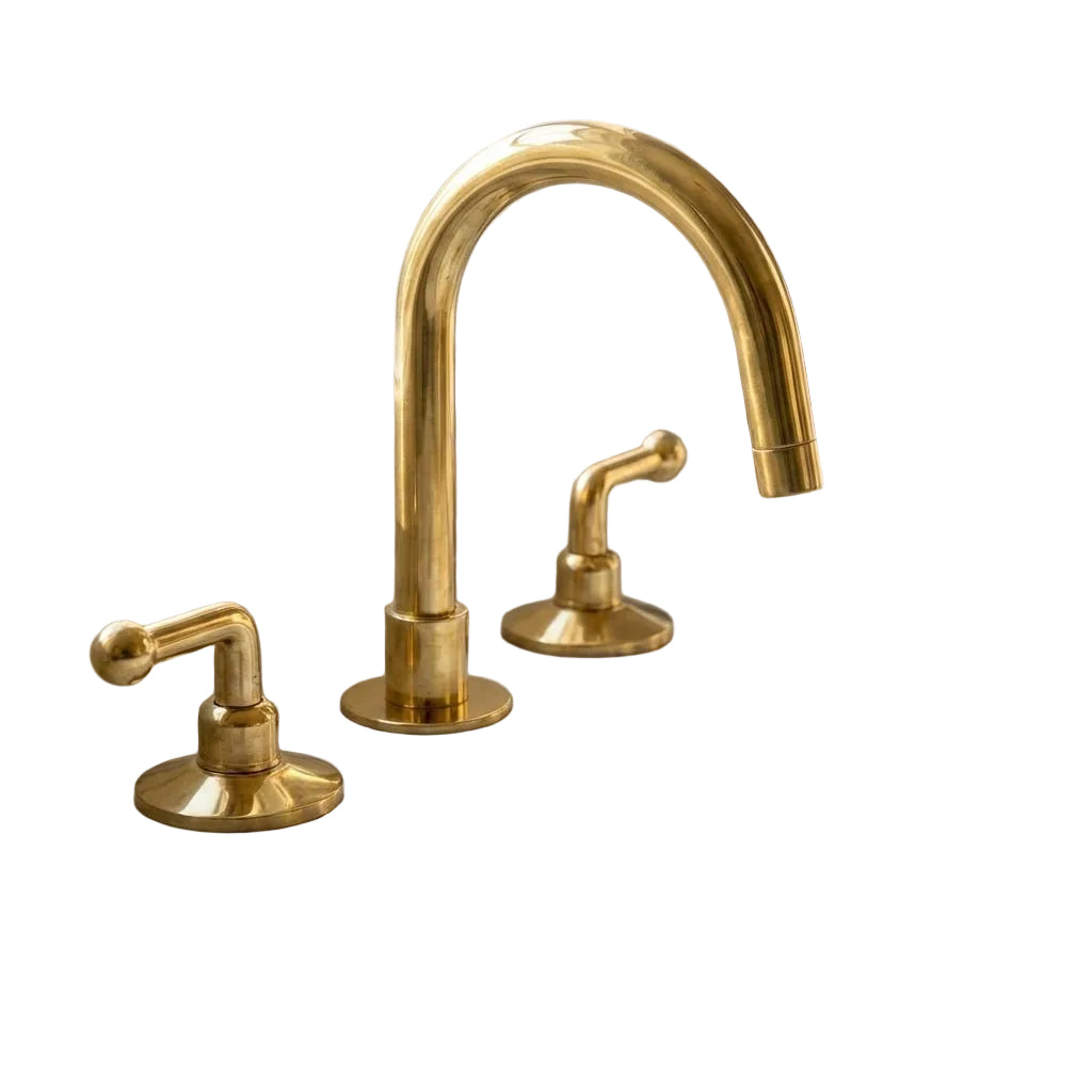 Unlacquered Brass 3 holes Faucet, Solid Brass Widespread Vanity Tap