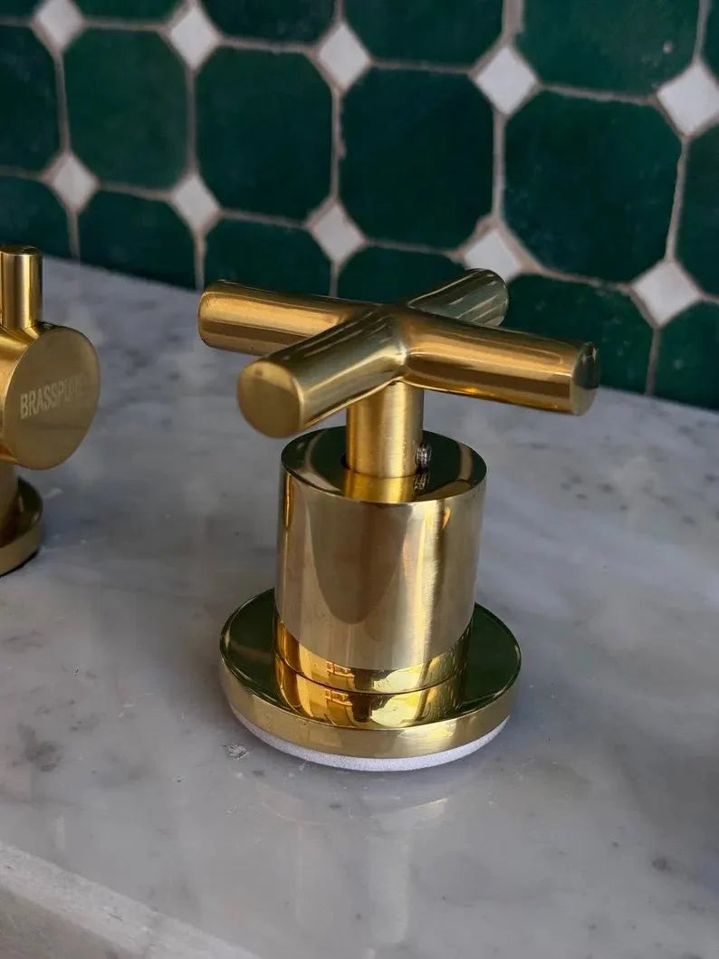 Unlacquered Brass Kitchen Faucet with Side Sprayer and Soap Dispenser