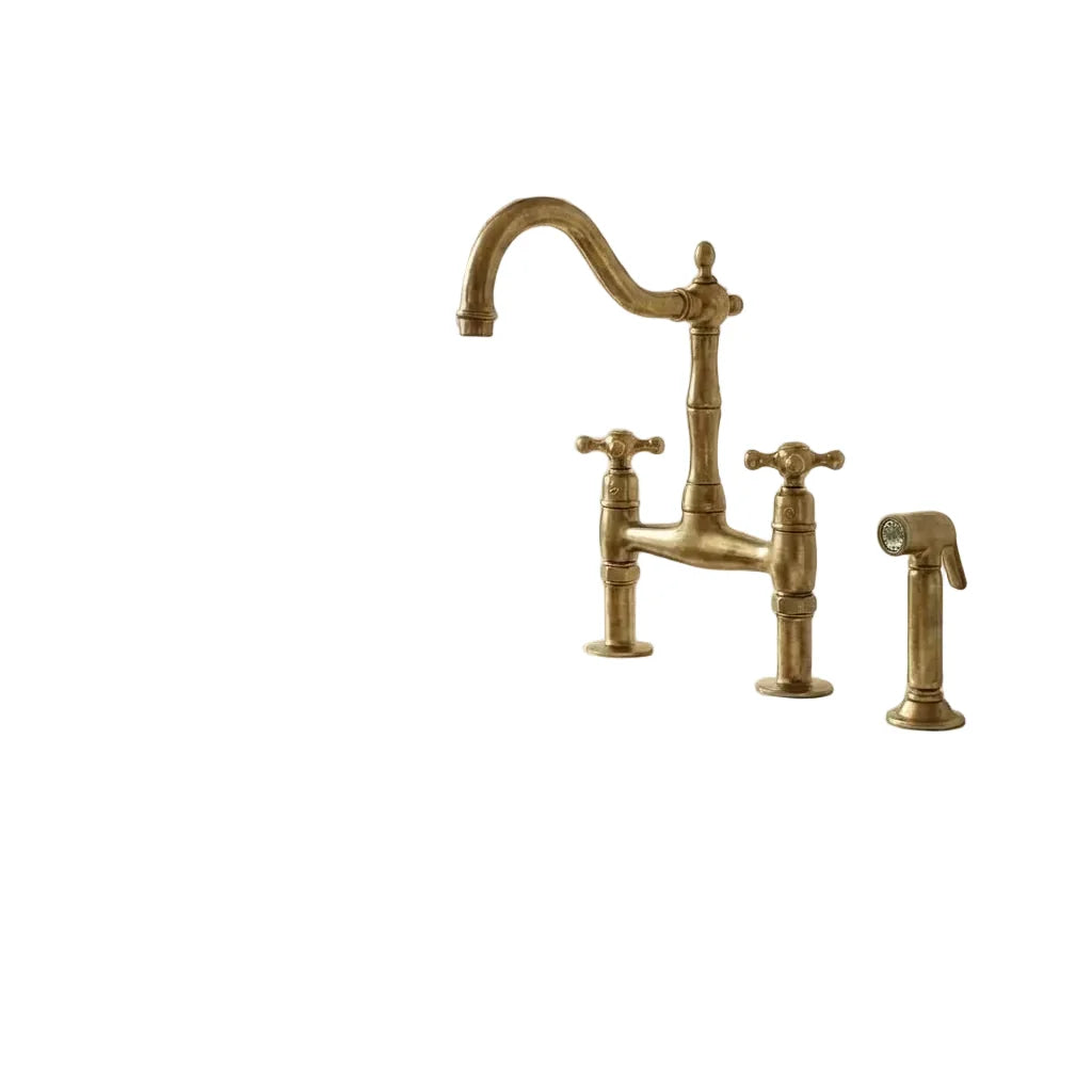 Unlacquered Brass Farmhouse Kitchen Sink with Apron Front
