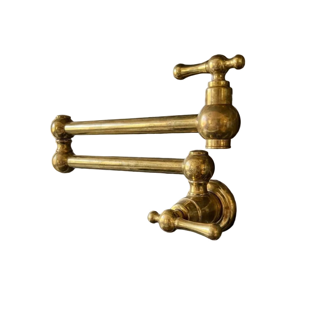 Unlacquered Brass Wall Mounted Pot Filler with Lever Handles