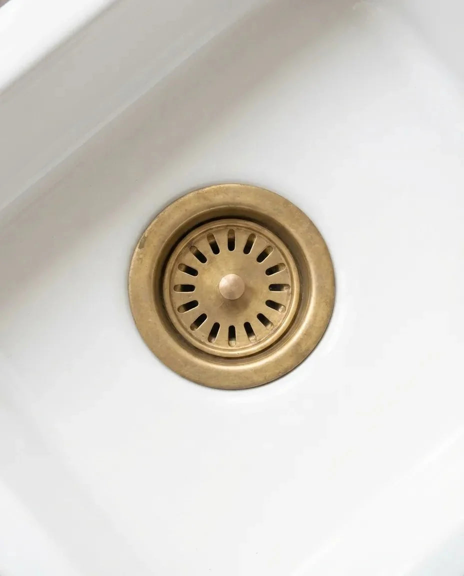 Unlacquered Brass Sink Strainer for Kitchen