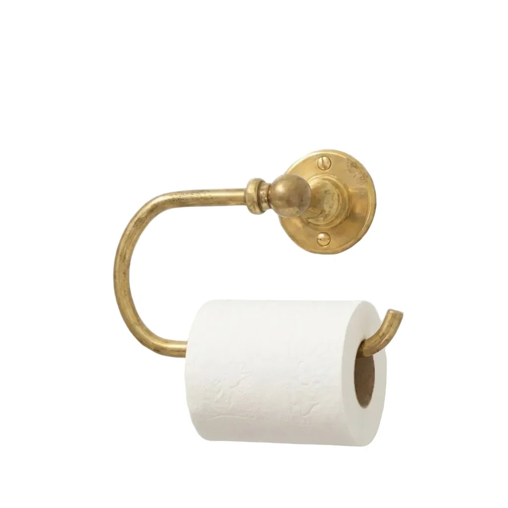 Unlacquered Brass Wall Mount Toilet Paper Holder with Vintage Finish