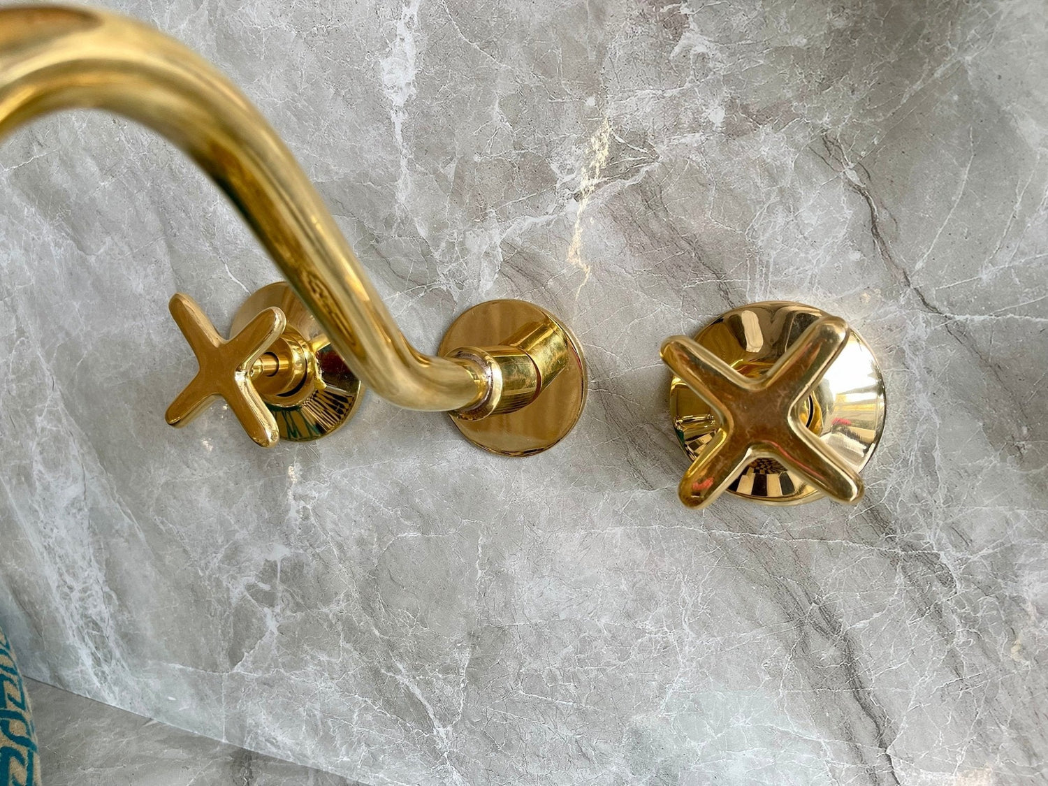 Unlacquered Brass Wall Mounted Bathroom Faucet - Elegant Vanity Tap