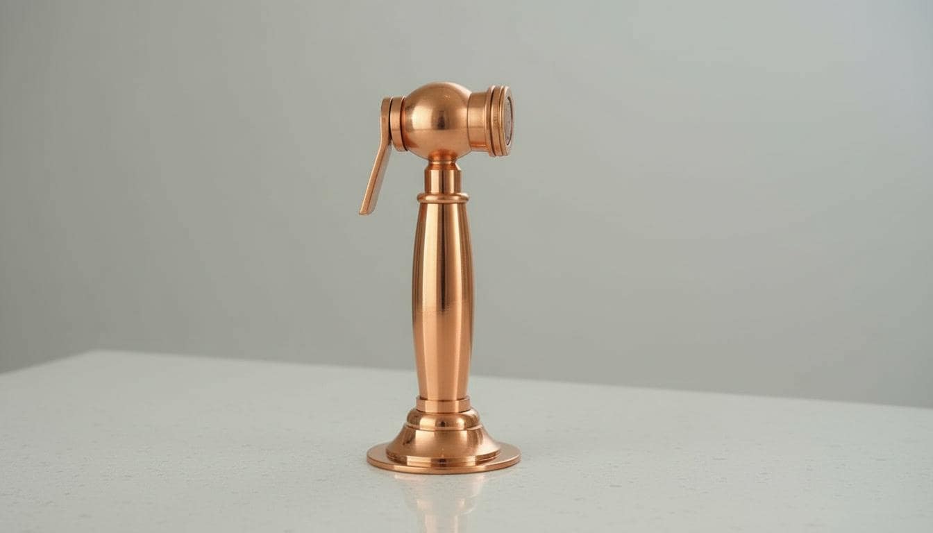 Unlacquered Copper Kitchen Side Sprayer - High Pressure Sink Attachment