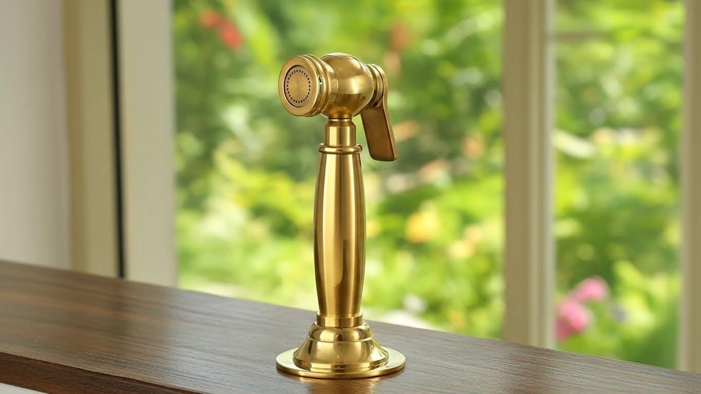 Unlacquered Copper Kitchen Side Sprayer - High Pressure Sink Attachment
