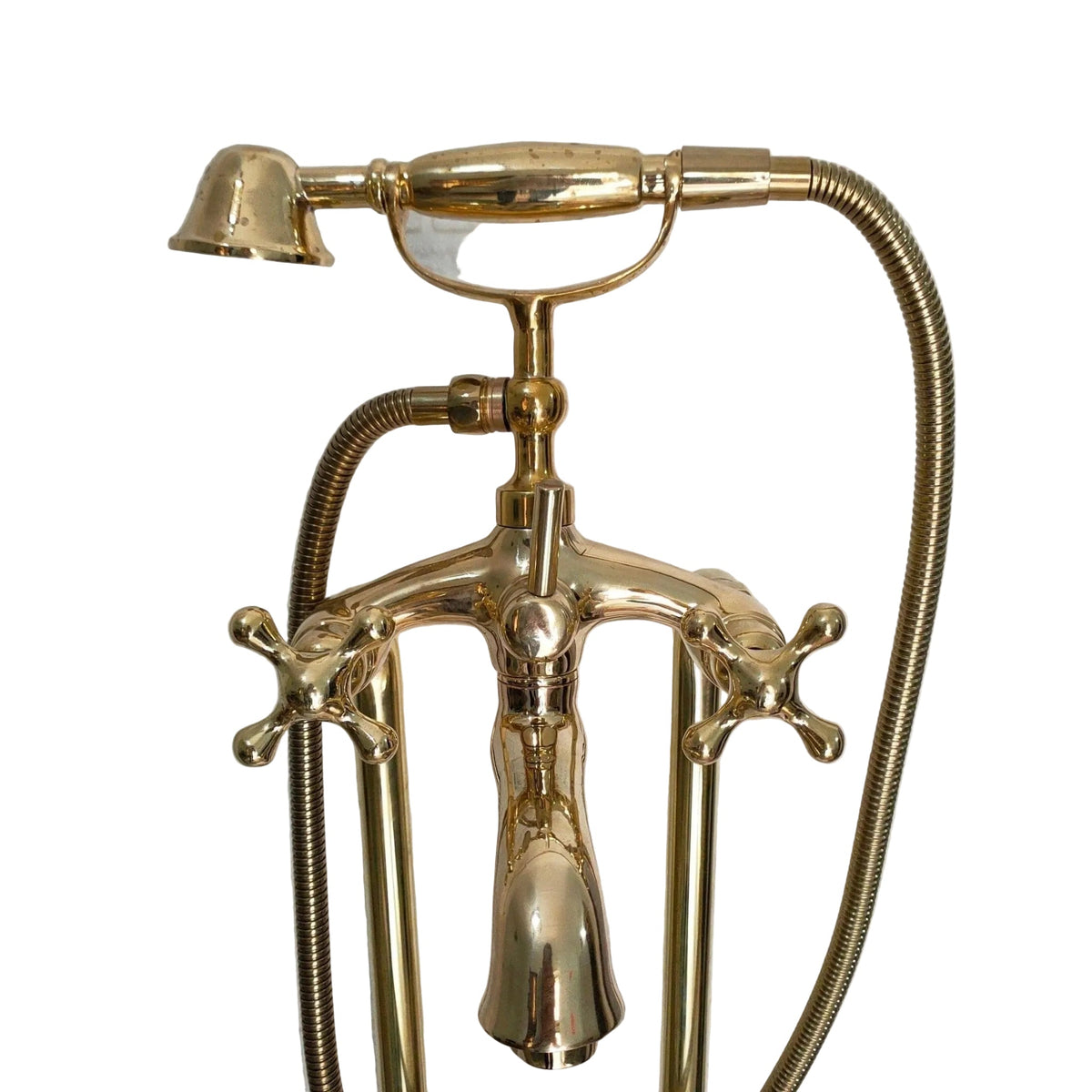 Unlaquered Brass Freestanding Tub Filler Faucet