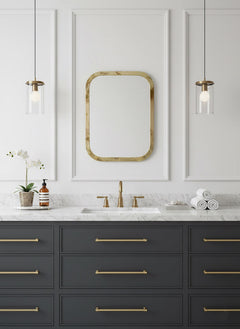 Varaudu Gold Brass Rectangle Mirror 369099692 - Antique Brass Bathroom Mirror, Vanity Wall Decor