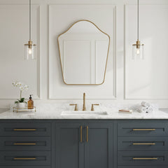 Varaudu Arched Top Mirror - Antique Brass Bathroom Mirror, Vanity Wall Decor