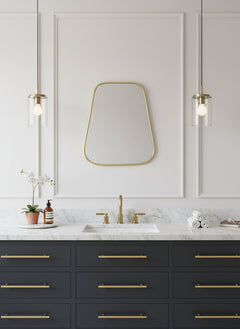 Varaudu Gold Wall Brass Mirror Triangle Mirror 369099705 - Antique Brass Bathroom Mirror, Vanity Wall Decor