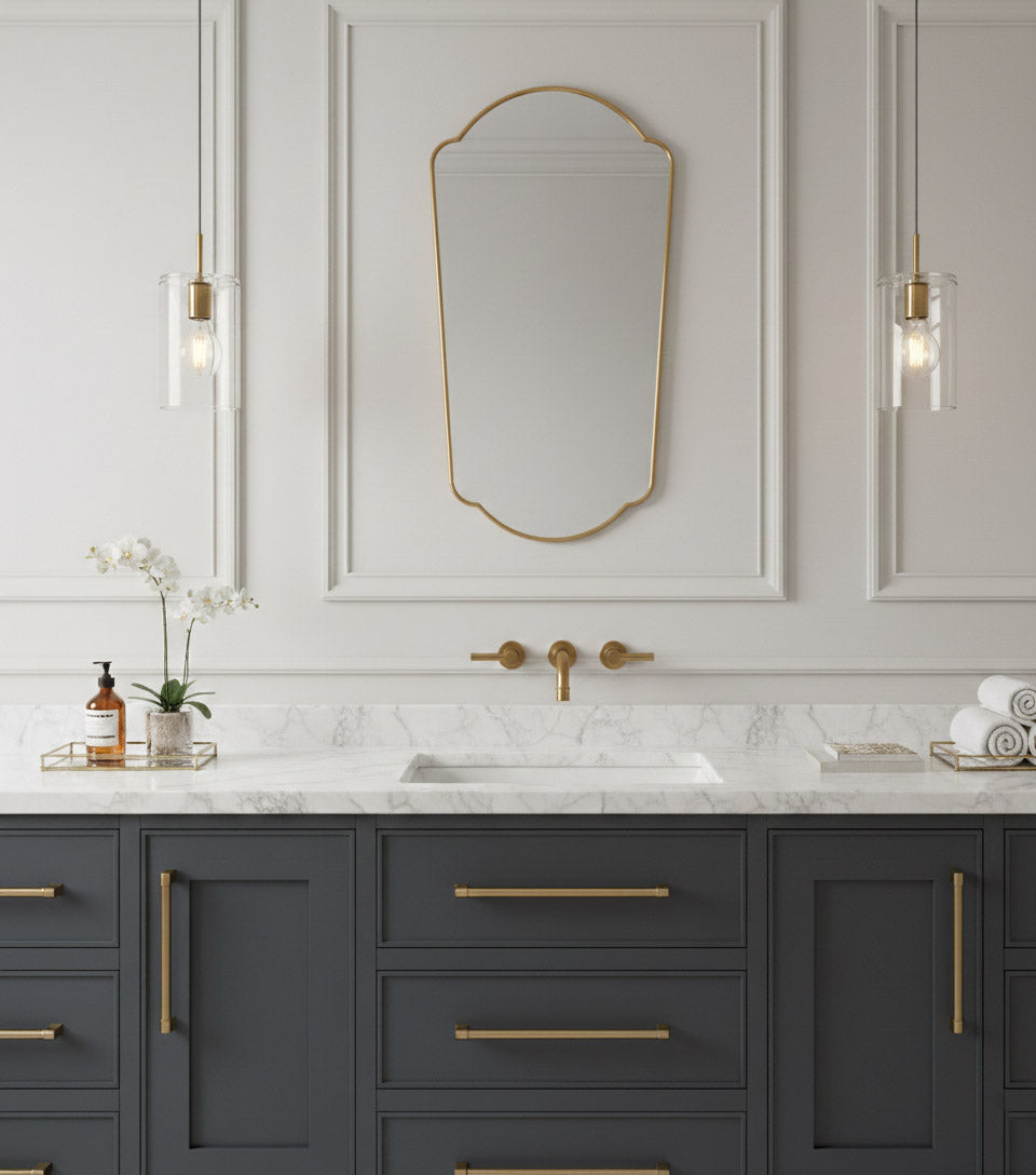 Varaudu Full Length Mirror Bedroom Mirror - Antique Brass Bathroom Mirror, Vanity Wall Decor