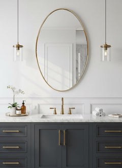 Varaudu Brass Oval Wall Mirror Handmade Gold Brass Frame Mirror 369099647 - Antique Brass Bathroom Mirror, Vanity Wall Decor