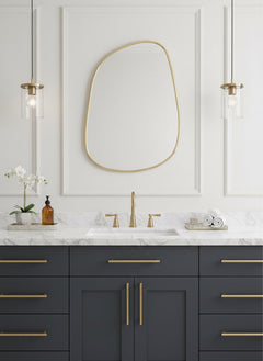 Varaudu Antique Brass Asymmetrical Mirrors - Antique Brass Bathroom Mirror, Vanity Wall Decor