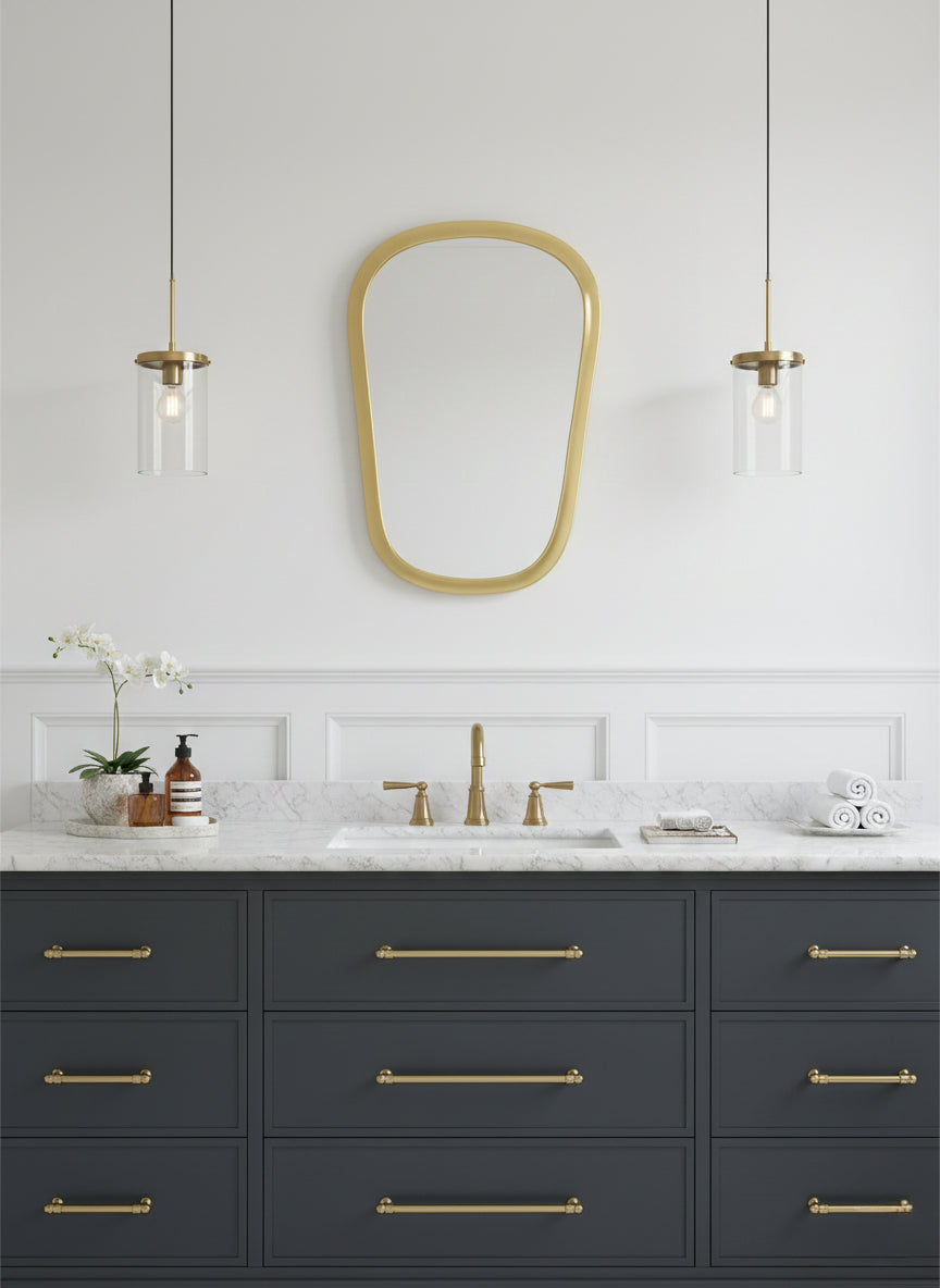 Varaudu Gold Mirror Brass Mirror Handmade Mirror Bathroom Mirror Golden Wall Mirror 369099715 - Antique Brass Bathroom Mirror, Vanity Wall Decor