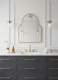 Varaudu Gold Brass Arch Mirror Handmade Brass Wall Mirror 369099709 - Antique Brass Bathroom Mirror, Vanity Wall Decor