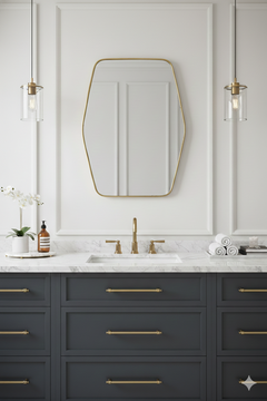 Varaudu Hexagonal Brass Mirror Bathroom Mirror 369099719 - Antique Brass Bathroom Mirror, Vanity Wall Decor