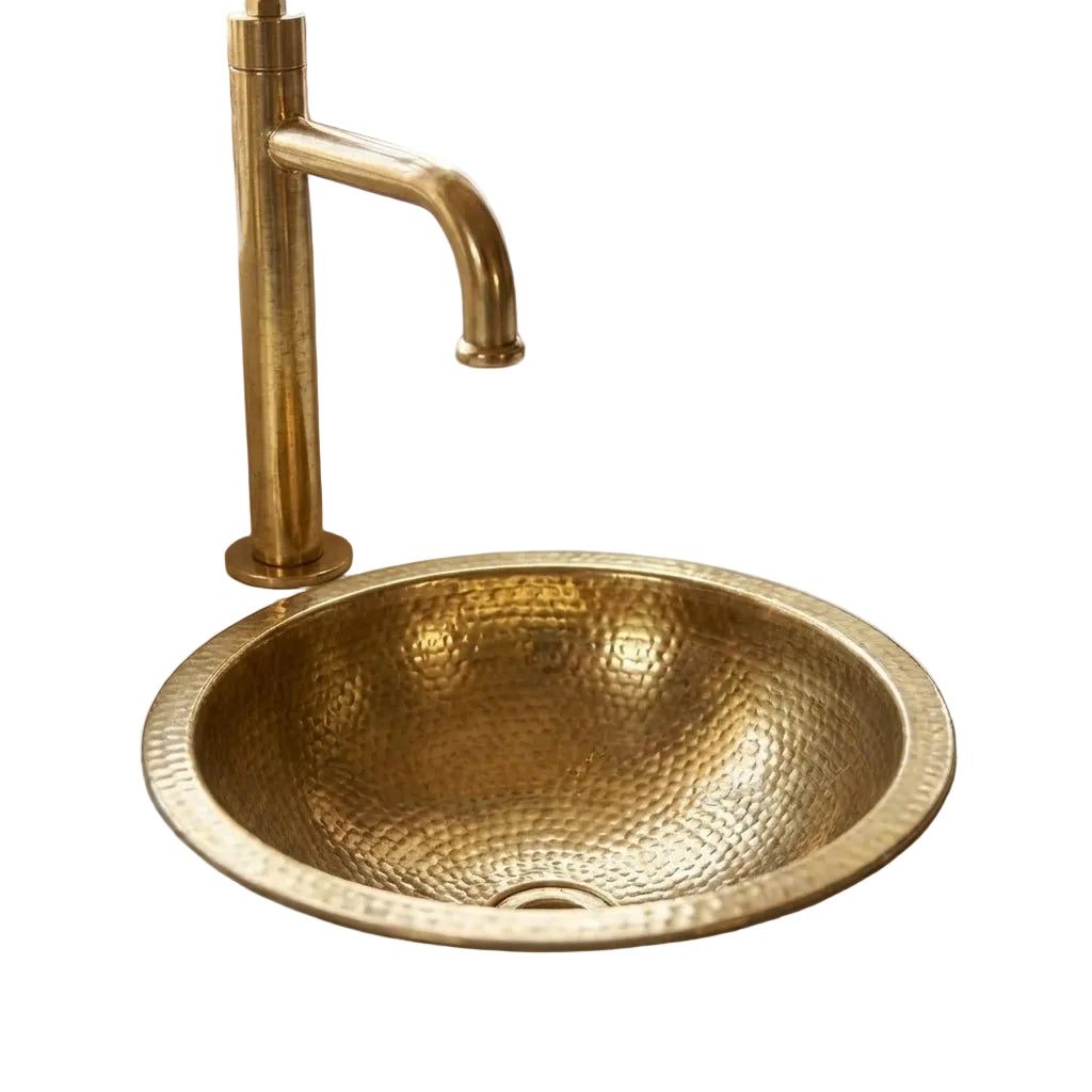 Victorian Style Brass Bathroom Faucet with Unlacquered Solid Brass Sink Tap