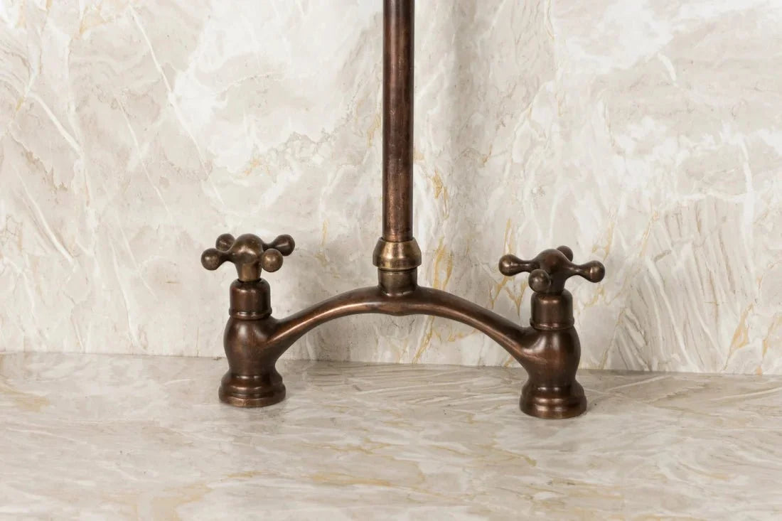 Vintage Red Copper Kitchen Faucet – Dual Cross Handles