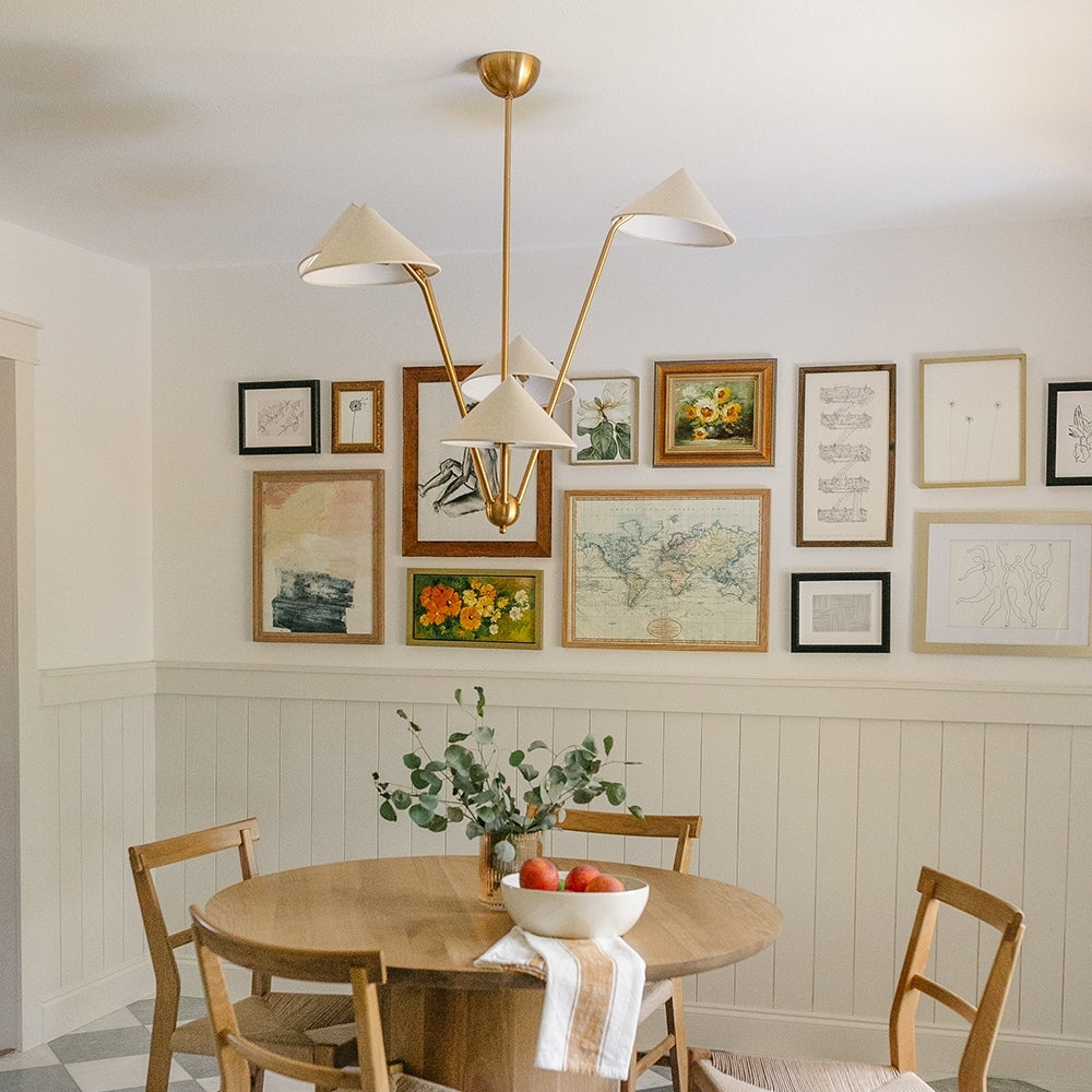 5 Arm Wabi Sabi Cone Fabric Ceiling Light