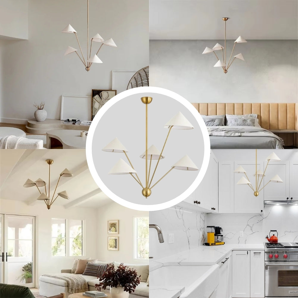 5 Arm Wabi Sabi Cone Fabric Ceiling Light