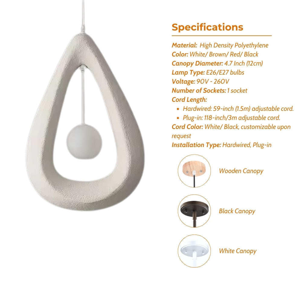 Wabi Sabi Modern Teardrop Pendant Light