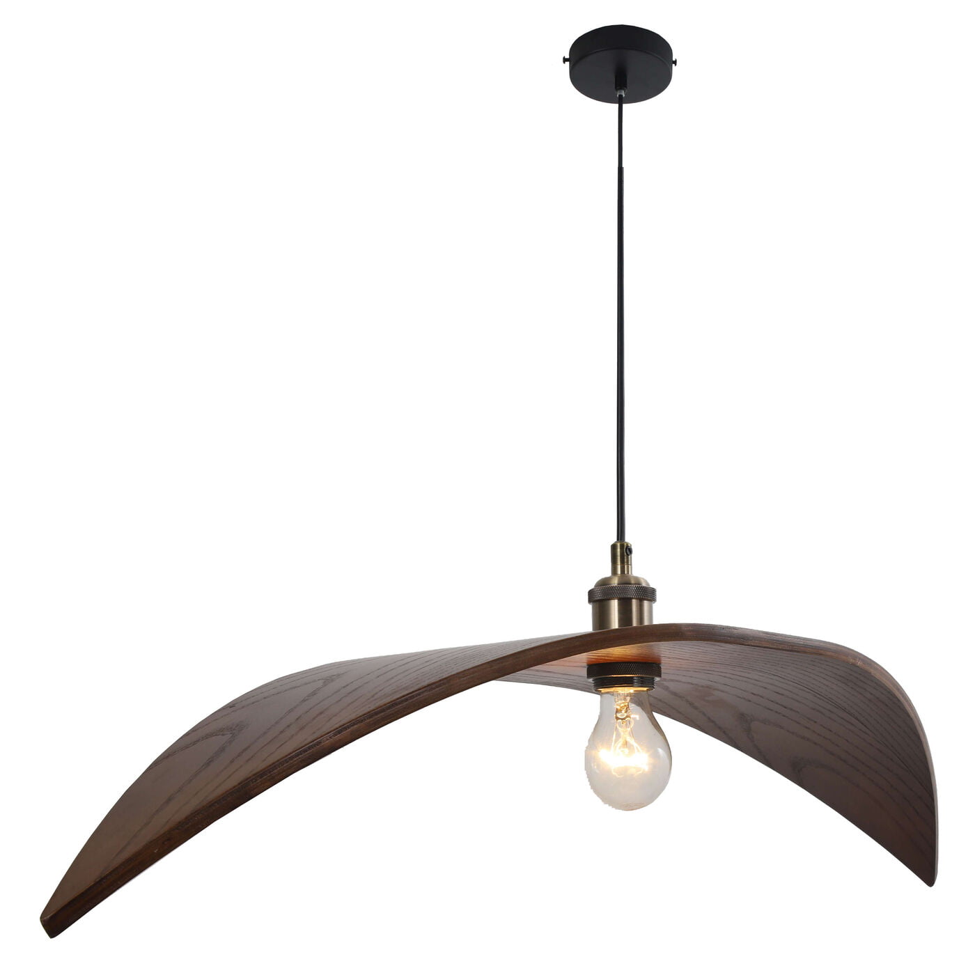 Wabi Sabi Wood Flying Bird Curved Hanging Lamp