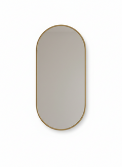 Varaudu Antique Brass Capsule Mirror Brass Wall Mirror - Antique Brass Bathroom Mirror, Vanity Wall Decor