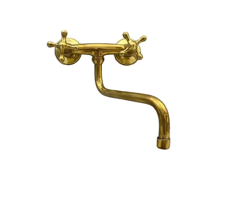 Wall Mounted Brass Bridge Faucet – Double Cross Handles