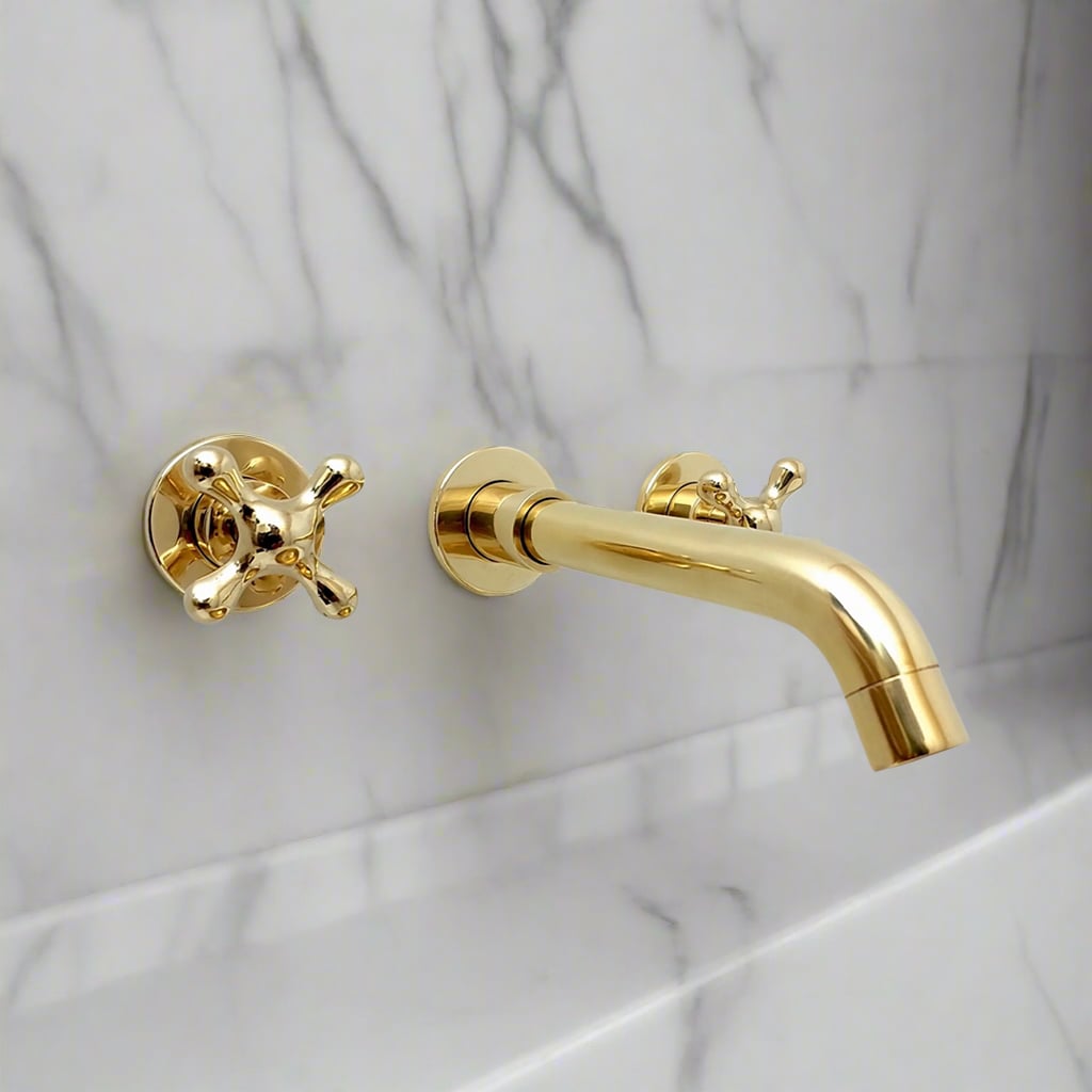Cross Handle Bathroom Brass Faucet
