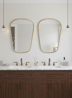 Varaudu Italian Brass Wall Mirror - Antique Brass Bathroom Mirror, Vanity Wall Decor
