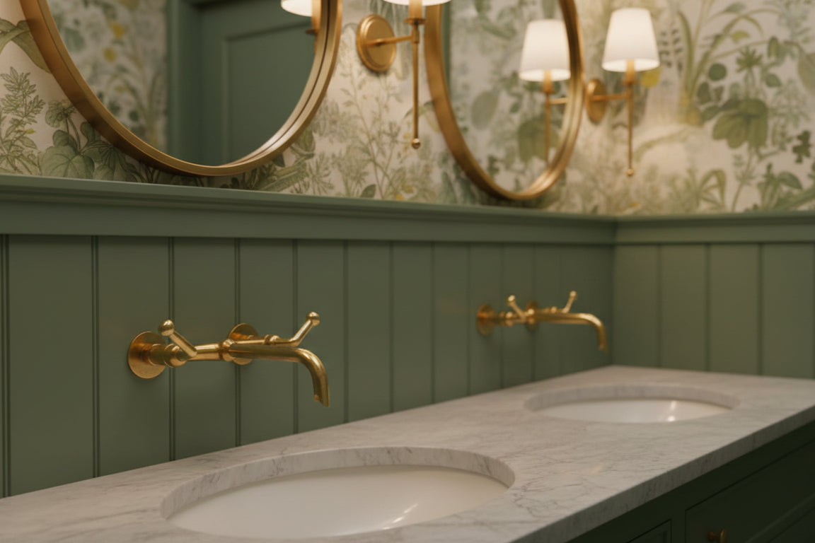 Wall Mounted Faucet - Unlacquered Brass Bathroom Faucet