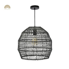 walmhomie black wicker rattan pendant light