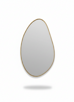 Varaudu Antique Brass Asymmetrical Mirror - Antique Brass Bathroom Mirror, Vanity Wall Decor