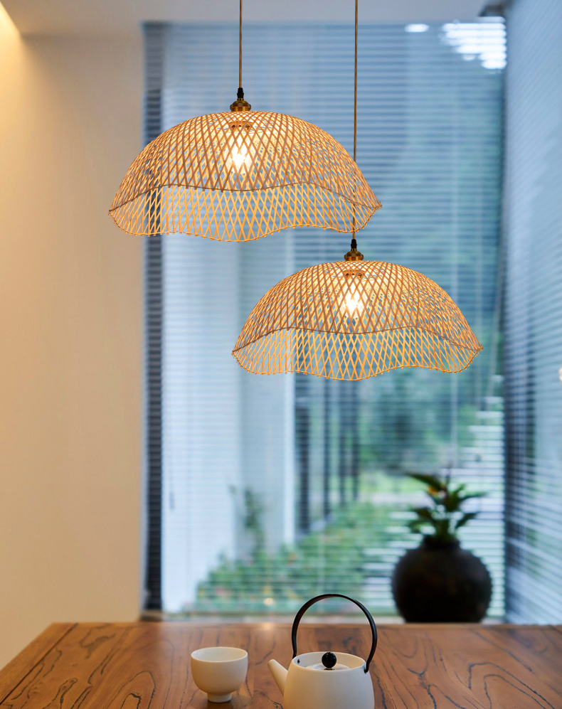 Chenkui Scallop Woven Bamboo Pendant Light Shade