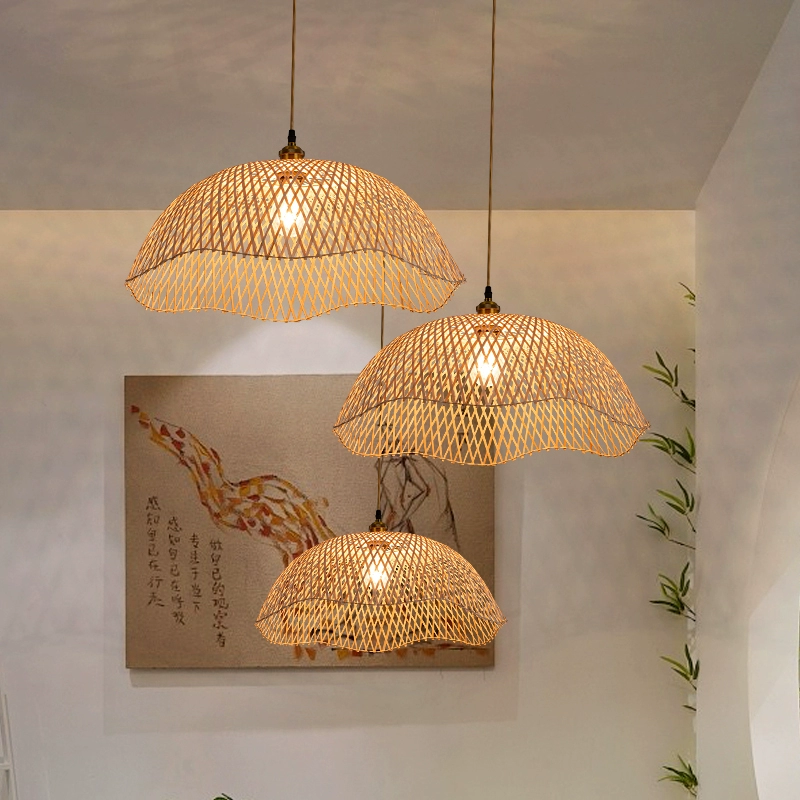 Chenkui Scallop Woven Bamboo Pendant Light Shade