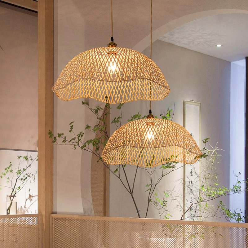 Chenkui Scallop Woven Bamboo Pendant Light Shade