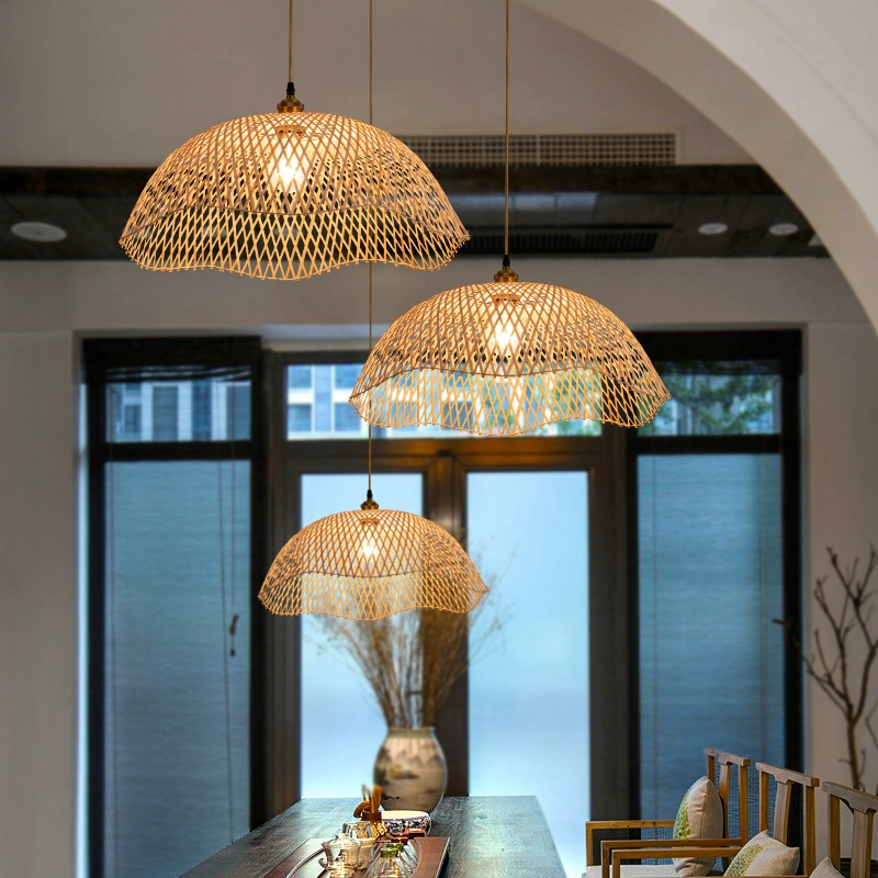 Chenkui Scallop Woven Bamboo Pendant Light Shade