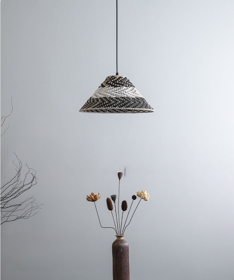 Twirlanda Rattan Black Wicker Pendant Light
