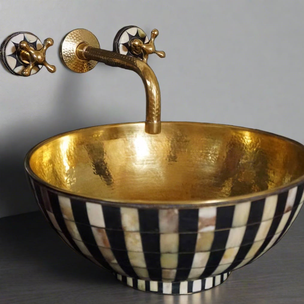 Handcrafted Resin & Brass Vessel Sink