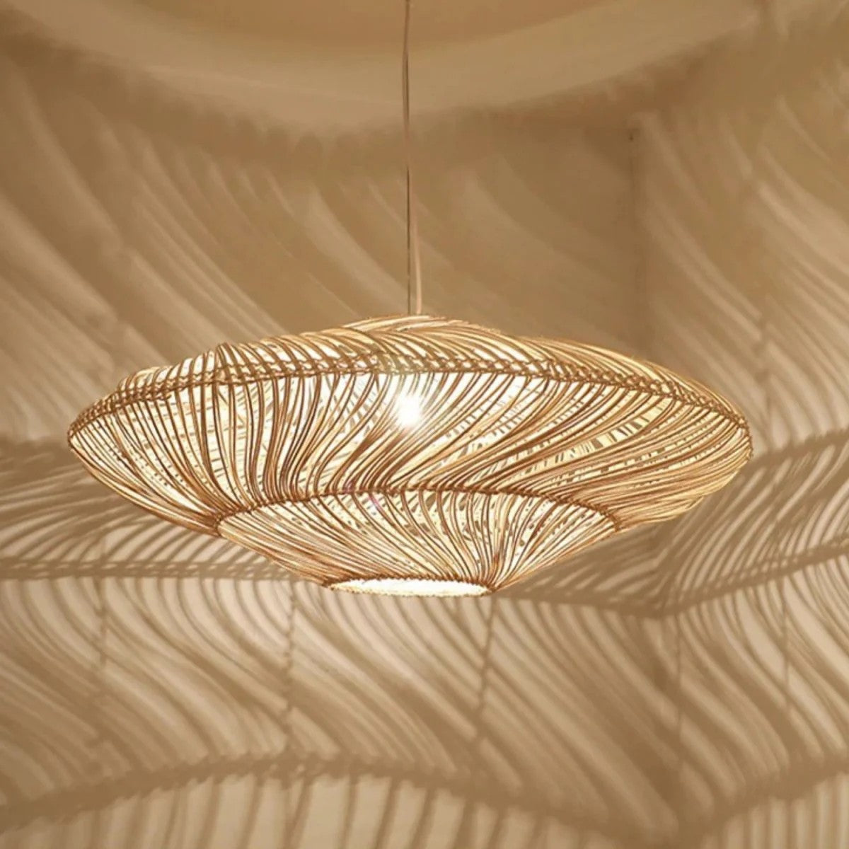 Flying Saucer Black Rattan Pendants