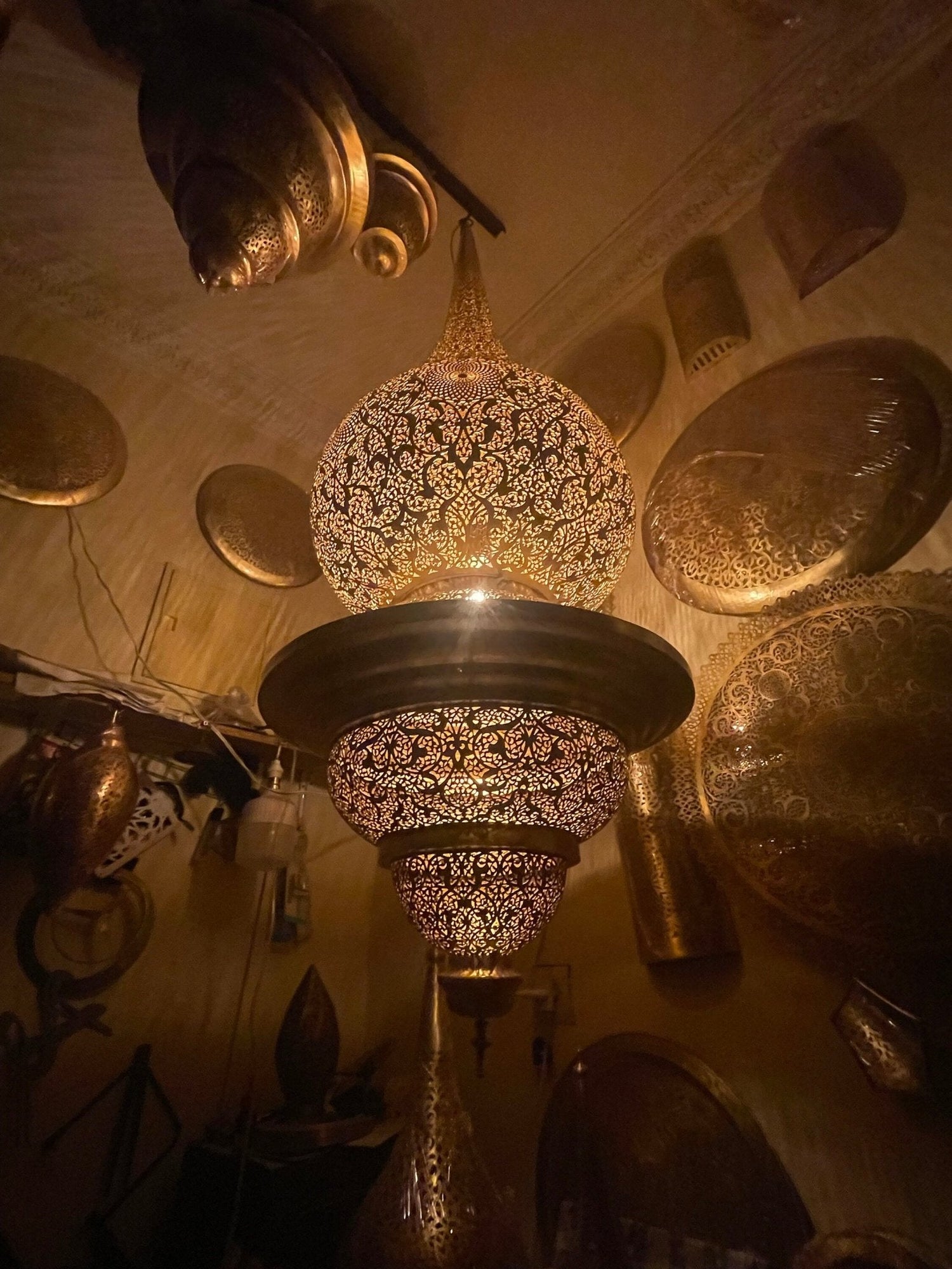 XL Unlacquered Brass Pendant Light - 57