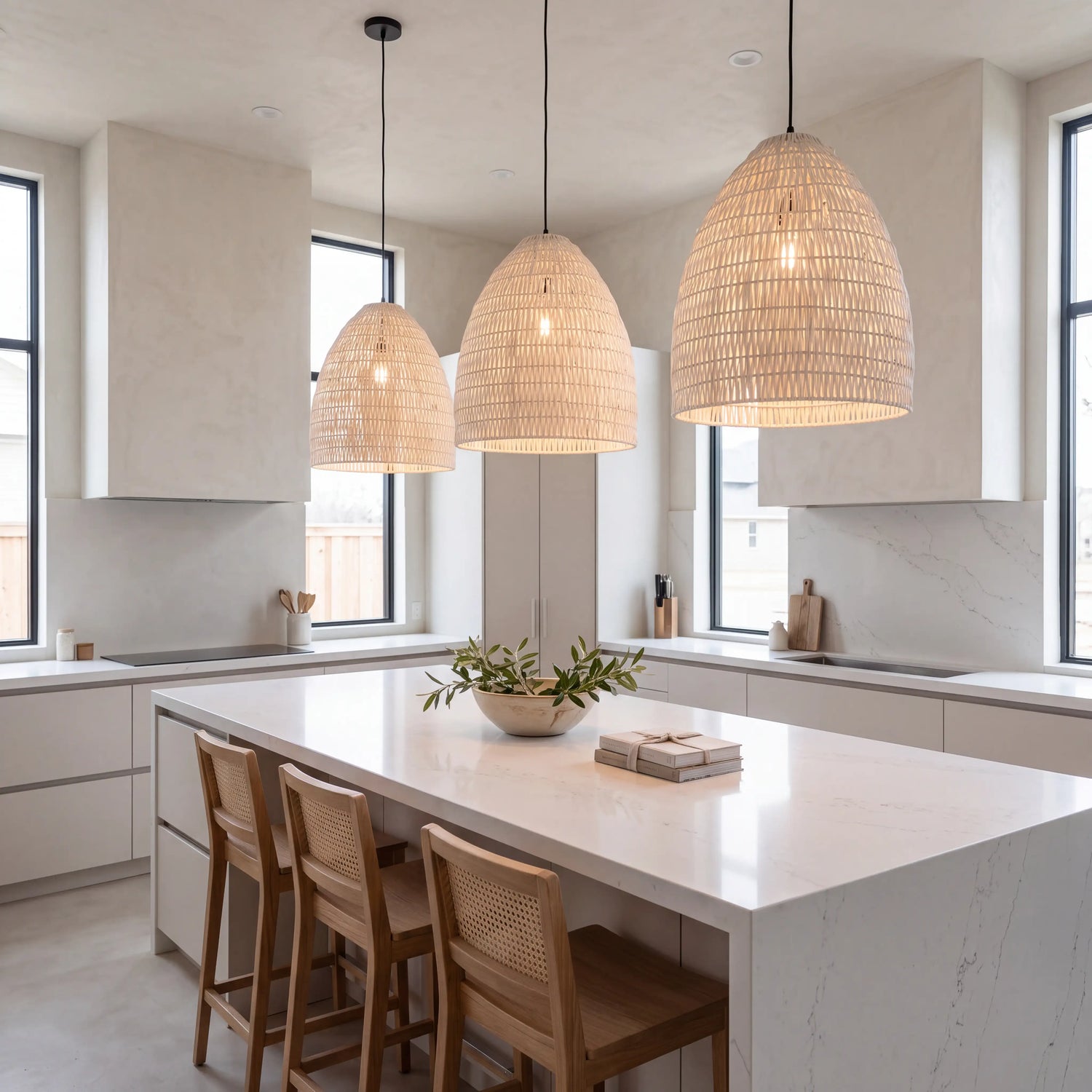 Yujidao White Bamboo Pendant Light Shade