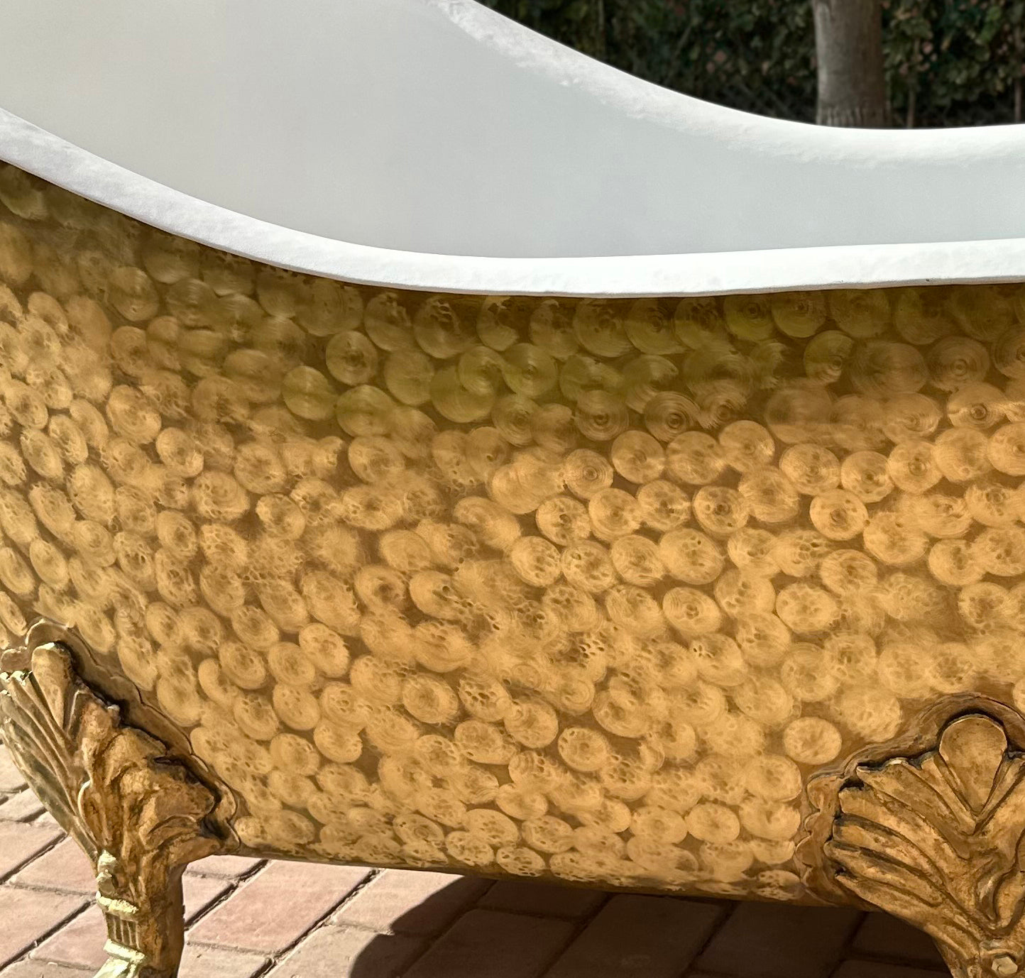 Solid Brass Clawfoot Bathtub With White Interior